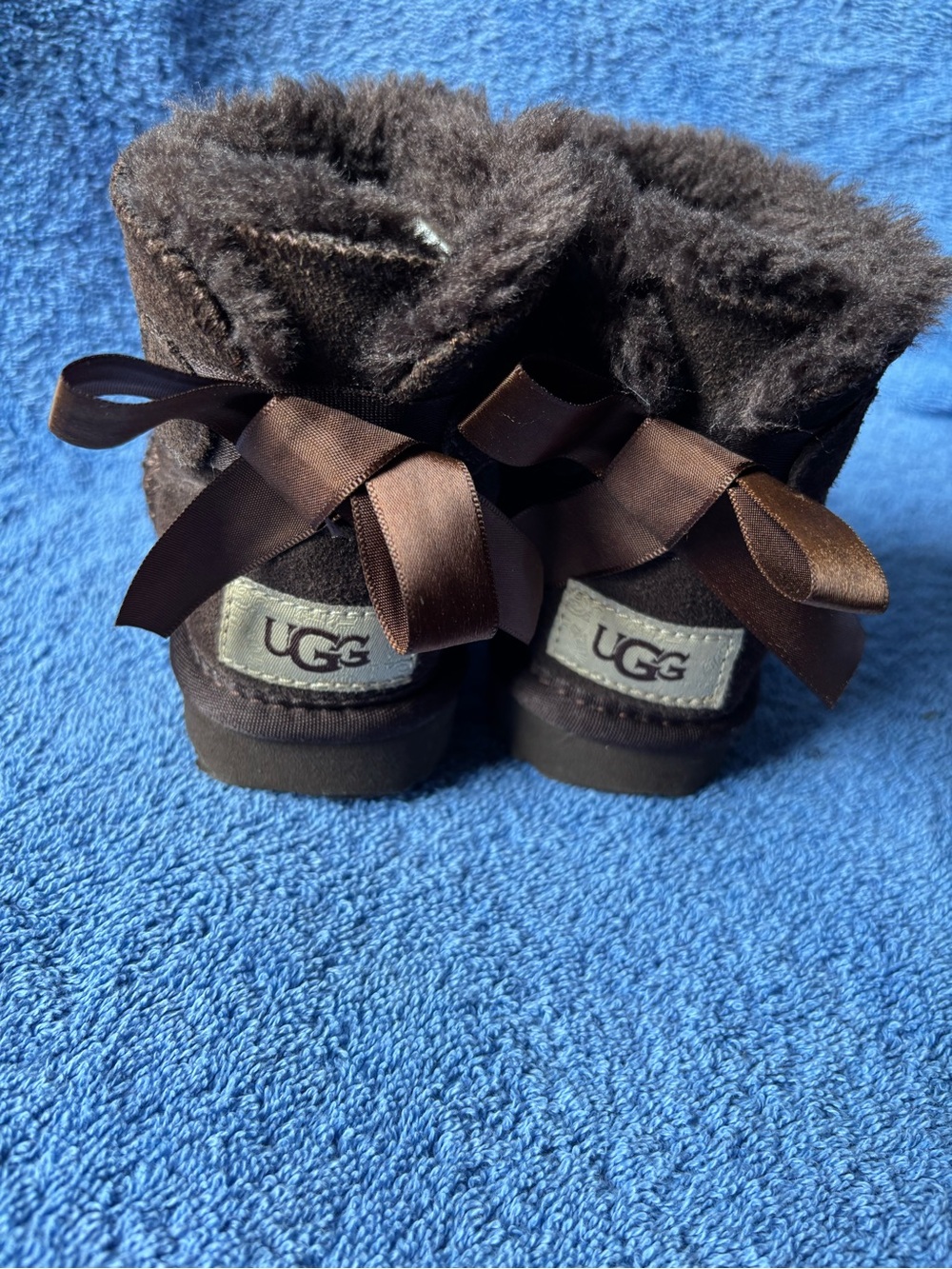 Ugg Plush-Lined Kids Booties in Chocolate Brown